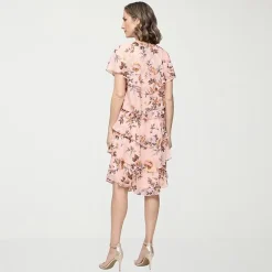 S. L. Fashions Womens Round Neck Short Sleeve Floral Shift Dress