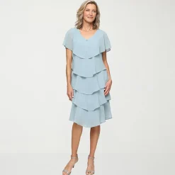 S. L. Fashions Womens V Neck Sleeveless Shift Dress