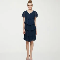 S. L. Fashions Womens V Neck Sleeveless Shift Dress