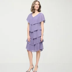 S. L. Fashions Womens V Neck Sleeveless Shift Dress