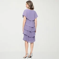 S. L. Fashions Womens V Neck Sleeveless Shift Dress