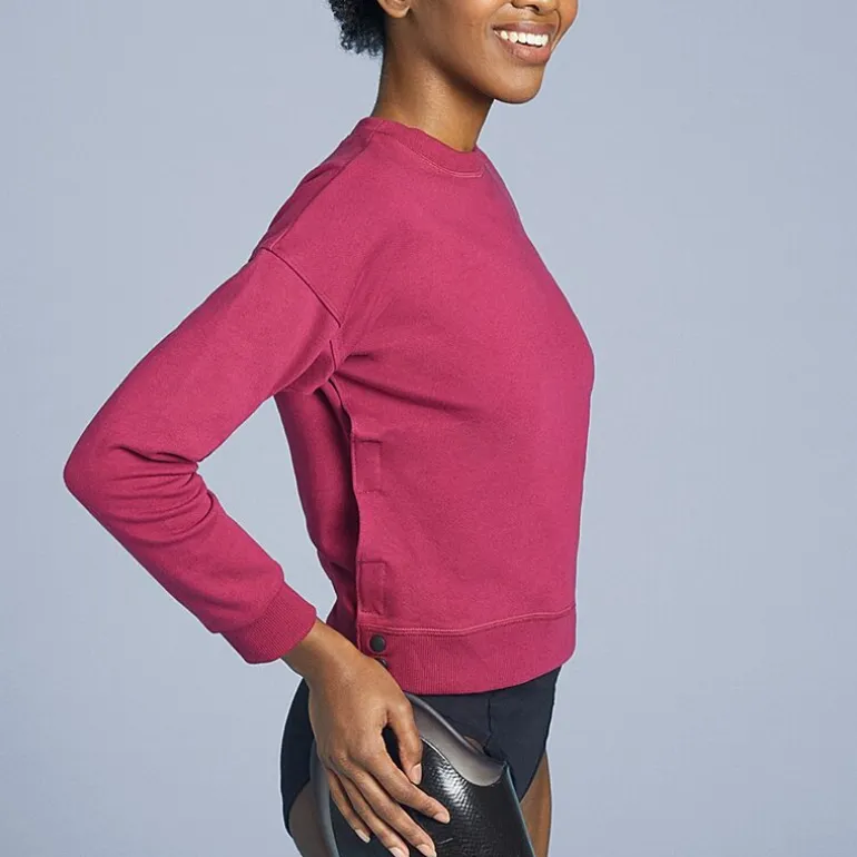 Slick Chicks Womens Adaptive Long Sleeve Crew Neck Sweat Shirt