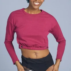 Slick Chicks Womens Adaptive Long Sleeve Crew Neck Lounge Shirt