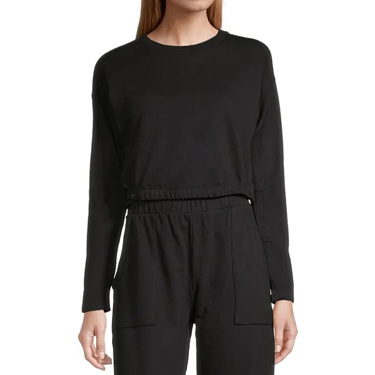 Slick Chicks Womens Adaptive Long Sleeve Crew Neck Lounge Shirt