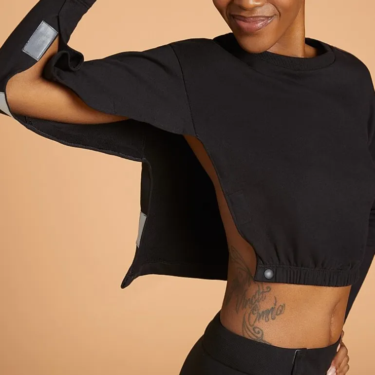 Slick Chicks Womens Adaptive Long Sleeve Crew Neck Lounge Shirt