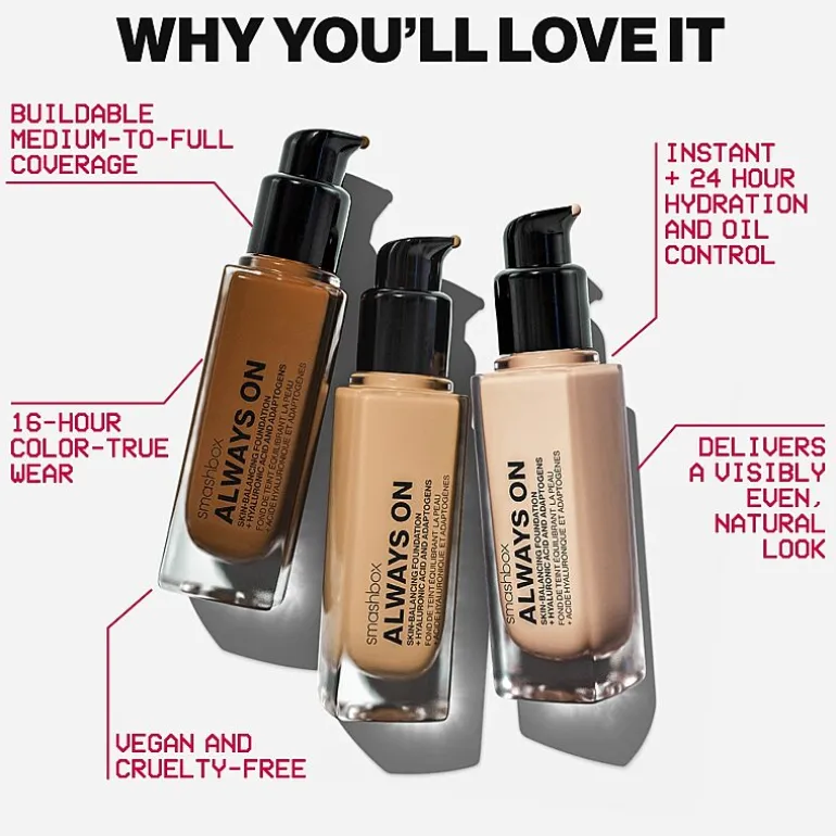 Smashbox Always On Skin-Balancing Foundation With Hyaluronic Acid + Adaptogens