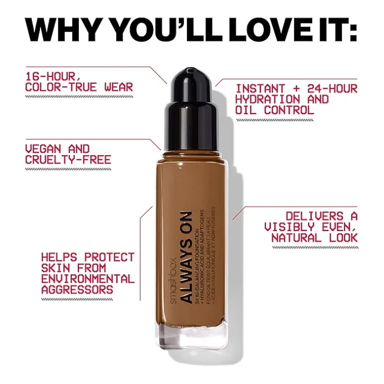 Smashbox Always On Skin-Balancing Foundation With Hyaluronic Acid + Adaptogens
