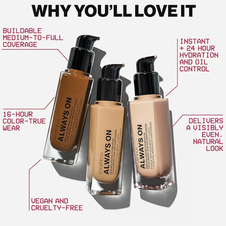 Smashbox Always On Skin-Balancing Foundation With Hyaluronic Acid + Adaptogens