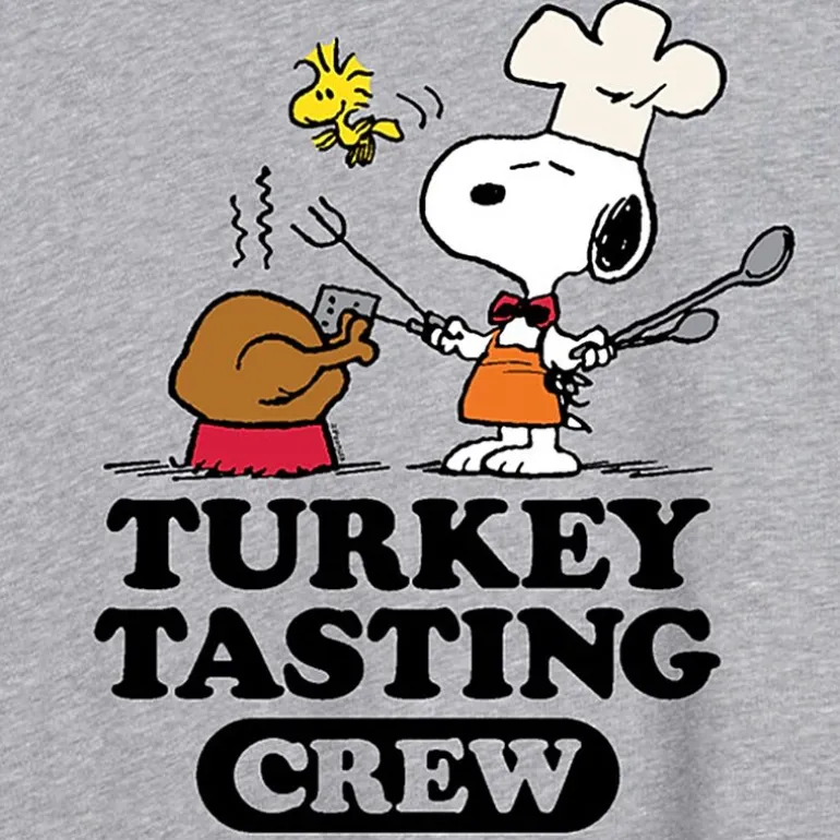 Snoopy Turkey Tasting Womens Juniors Crew Neck Short Sleeve Regular Fit Peanuts Graphic T-Shirt