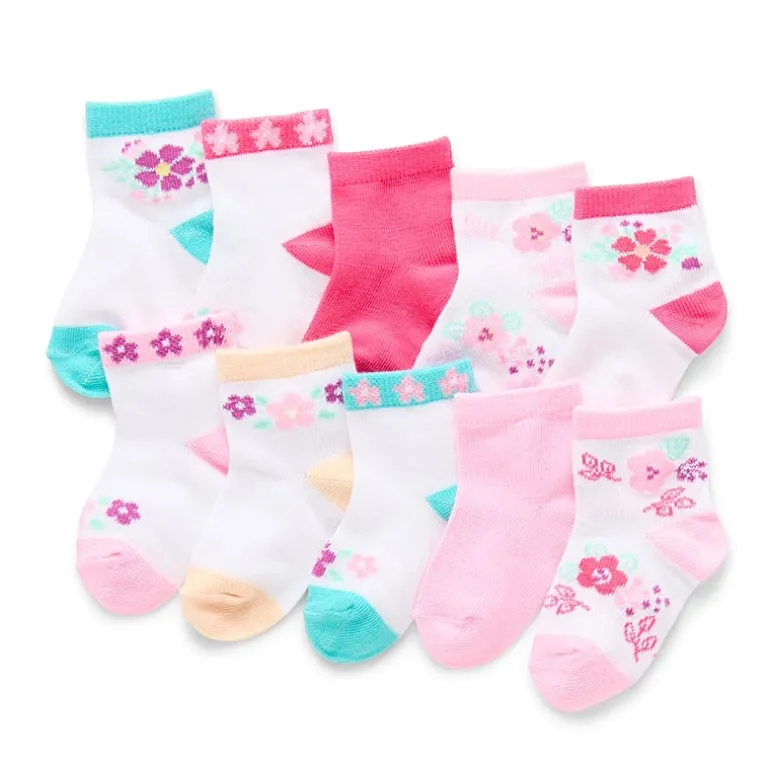 So Adorable Baby Girls 10 Pair Low Cut Socks