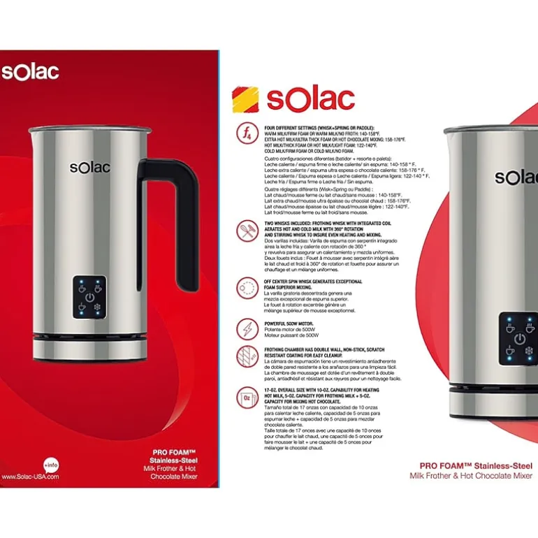 SOLAC PRO FOAM™ Stainless-Steel Milk Frother & Hot Chocolate Mixer