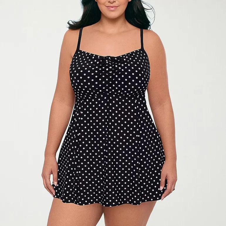 Sonnet Shores Womens Dots Plus Swim Dress