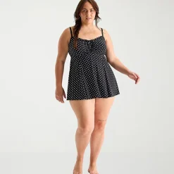 Sonnet Shores Womens Dots Plus Swim Dress
