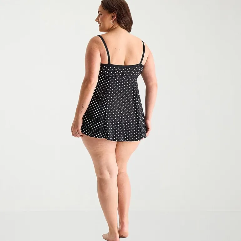 Sonnet Shores Womens Dots Plus Swim Dress