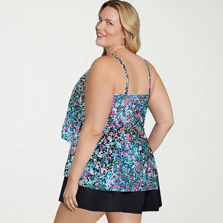Sonnet Shores Womens Dots Plus Tankini Swimsuit Top