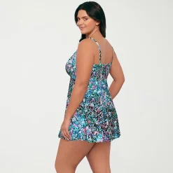 Sonnet Shores Womens Dots Plus Swim Dress