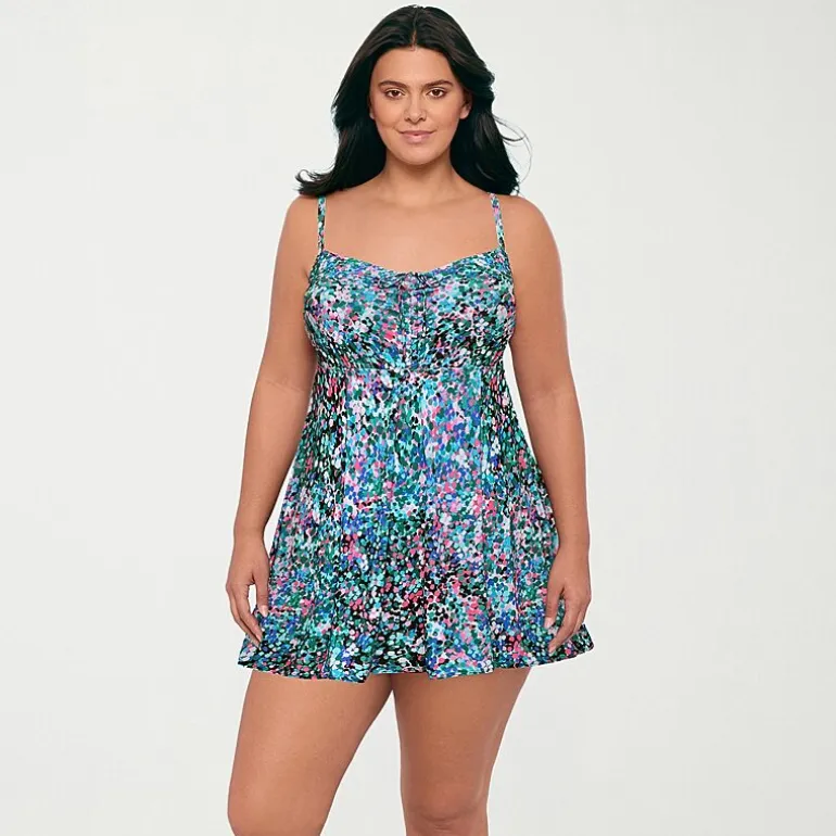 Sonnet Shores Womens Dots Plus Swim Dress