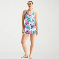 Sonnet Shores Womens Tropical Leaf Swim Dress