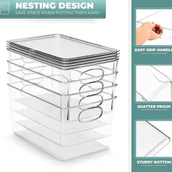 Sorbus Large Plastic Bins With Lids 8-pc. Storage Bin