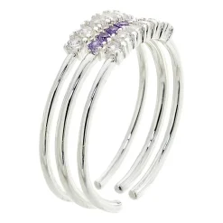 Sparkle Allure Birthstone Womens Red Cubic Zirconia Pure Silver Over Brass Ring Set