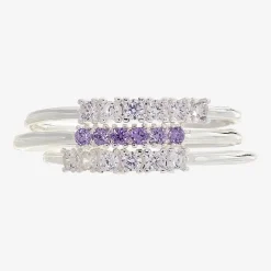 Sparkle Allure Birthstone Womens Red Cubic Zirconia Pure Silver Over Brass Ring Set