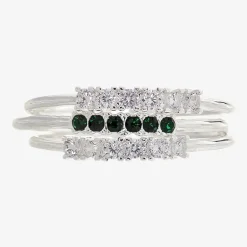 Sparkle Allure Birthstone Womens Red Cubic Zirconia Pure Silver Over Brass Ring Set