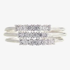 Sparkle Allure Birthstone Womens Red Cubic Zirconia Pure Silver Over Brass Ring Set