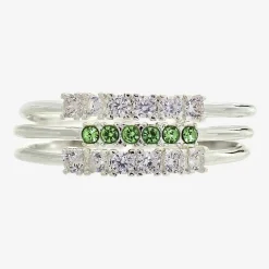 Sparkle Allure Birthstone Womens Red Cubic Zirconia Pure Silver Over Brass Ring Set