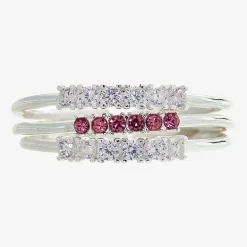 Sparkle Allure Birthstone Womens Red Cubic Zirconia Pure Silver Over Brass Ring Set