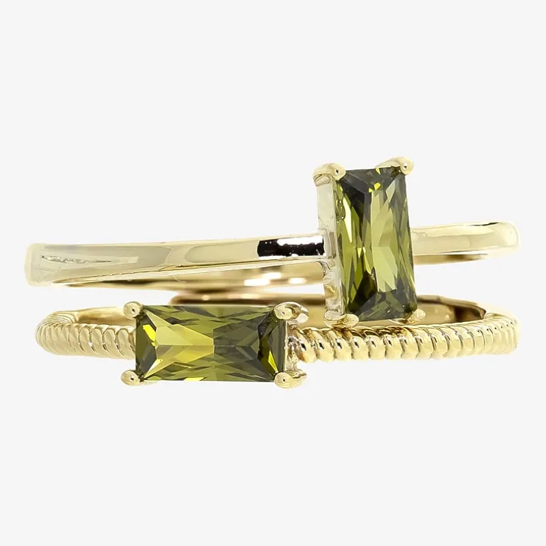 Sparkle Allure Birthstone Womens Red Cubic Zirconia 14K Gold Over Brass Ring Set