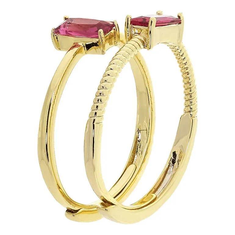 Sparkle Allure Birthstone Womens Red Cubic Zirconia 14K Gold Over Brass Ring Set