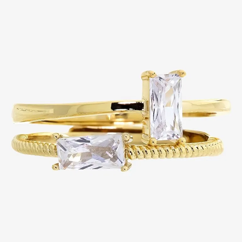 Sparkle Allure Birthstone Womens Red Cubic Zirconia 14K Gold Over Brass Ring Set