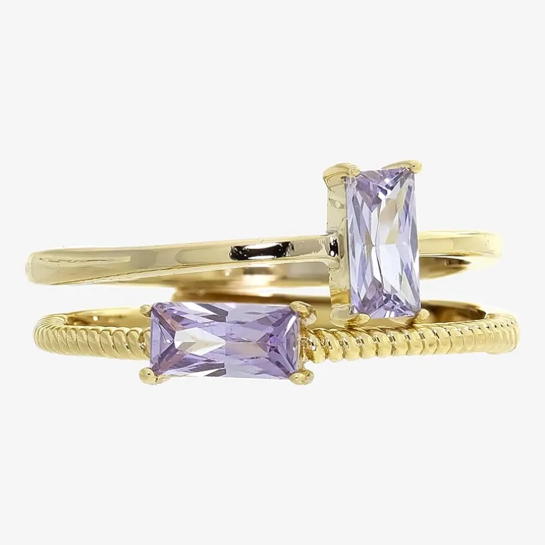 Sparkle Allure Birthstone Womens Red Cubic Zirconia 14K Gold Over Brass Ring Set