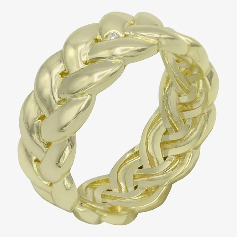 Sparkle Allure Braided Womens 7.5MM 14K Gold Over Brass Band