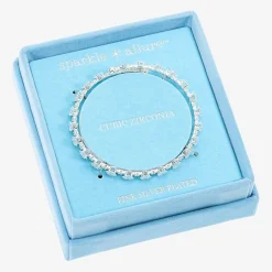 Sparkle Allure Coil Womens Cubic Zirconia Pure Silver Over Brass Square Tennis Bracelet