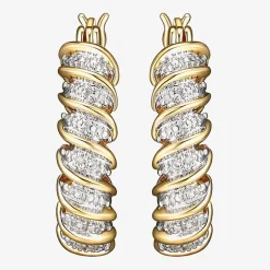 Sparkle Allure Diamond Accent 18K Gold Over Brass Curved Hoop Earrings