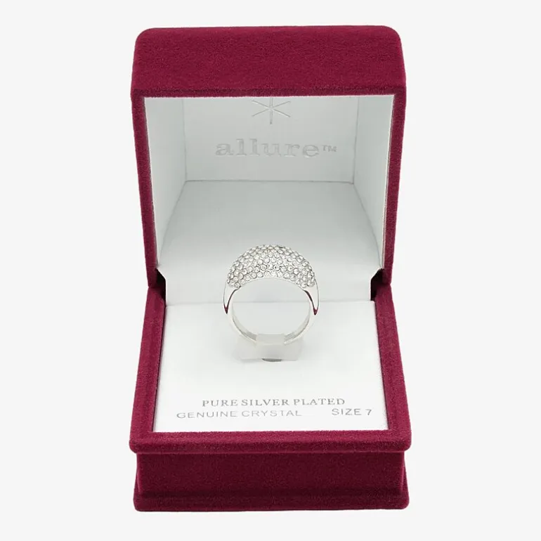 Sparkle Allure Dome Womens 3.5MM Crystal Pure Silver Over Brass Cluster Band