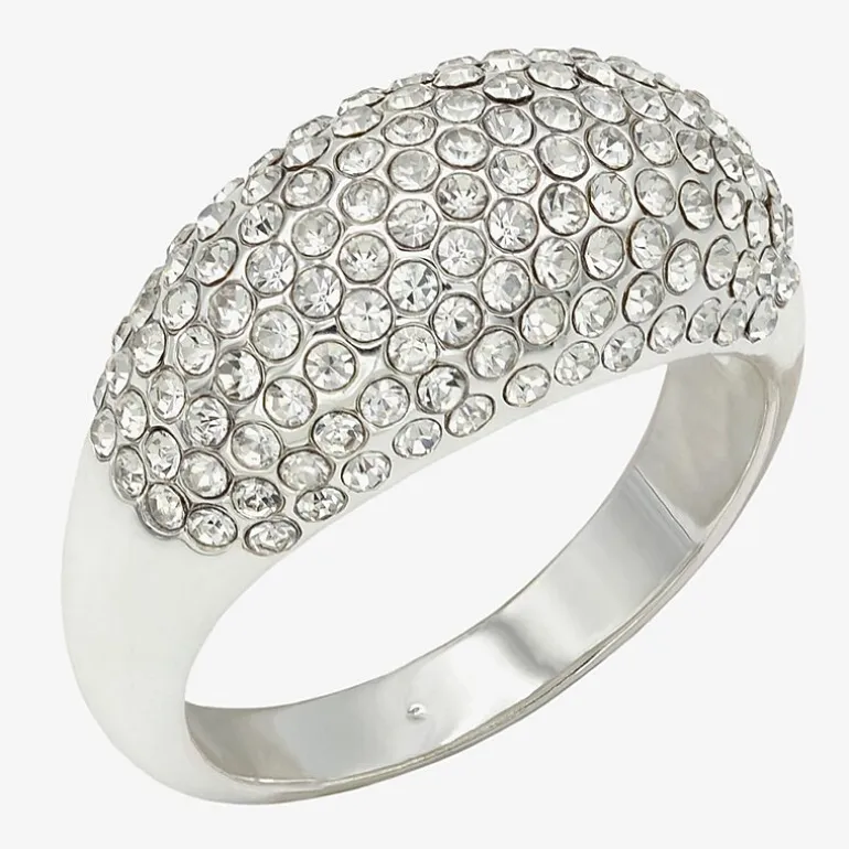 Sparkle Allure Dome Womens 3.5MM Crystal Pure Silver Over Brass Cluster Band