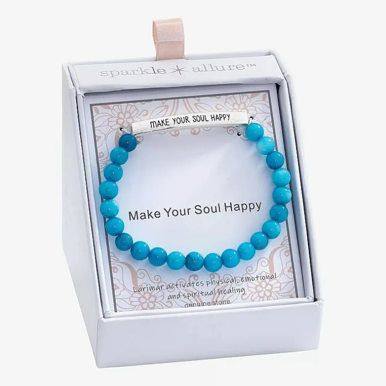 Sparkle Allure Empowerment Larimar Womens Blue Bar Beaded Bracelet