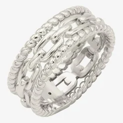 Sparkle Allure Faux Stack Link Womens 7.5MM Pure Silver Over Brass Band