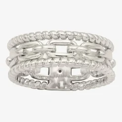 Sparkle Allure Faux Stack Link Womens 7.5MM Pure Silver Over Brass Band