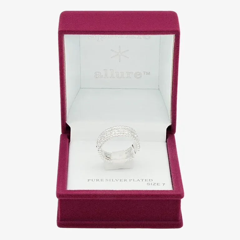 Sparkle Allure Faux Stack Link Womens 7.5MM Pure Silver Over Brass Band