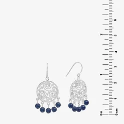 Sparkle Allure Filigree Genuine Stone Beaded Womens Pink Pure Silver Over Brass Drop Earrings