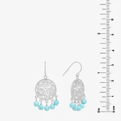 Sparkle Allure Filigree Genuine Stone Beaded Womens Pink Pure Silver Over Brass Drop Earrings