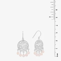 Sparkle Allure Filigree Genuine Stone Beaded Womens Pink Pure Silver Over Brass Drop Earrings