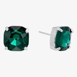 Sparkle Allure Green Crystal 11.9mm Square Stud Earrings