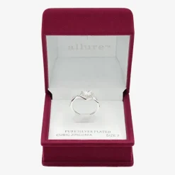 Sparkle Allure Halo Bypass Womens 2MM Cubic Zirconia Pure Silver Over Brass Heart Bypass  Band