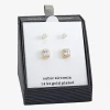Sparkle Allure Halo Womens Cubic Zirconia 14K Gold Over Brass 2 Pair Earring Set