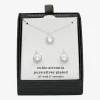 Sparkle Allure Halo Womens Cubic Zirconia Pure Silver Over Brass Round 2-pc. Jewelry Set