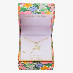 Sparkle Allure Initial Womens Cubic Zirconia 14K Gold Over Brass Round 2-pc. Jewelry Set